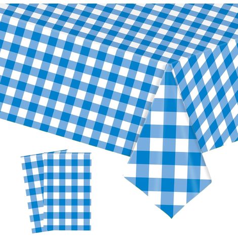 2 Pièces Nappe Plastique Rectangulaire à Carreaux,137 274cm Nappe de Table Bleu Blanc Anti Tache Imperméables Extensible,Nappes PVC pour Décoration de Table Fête de Mariage Anniversaire Noël (1/5)