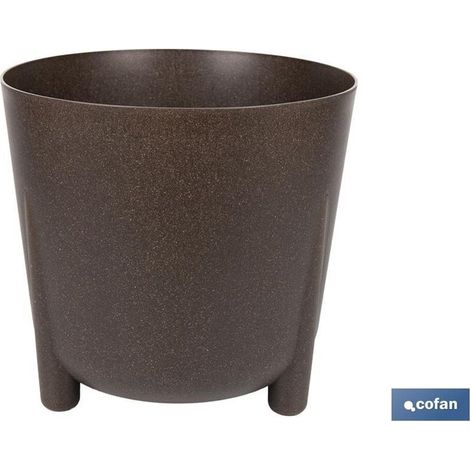 Pot de fleurs en composite bois-plastique (WPC) avec pieds, couleur marron, 3,3 l, Ø 18,3 x 18 cm, avec filtre de drainage