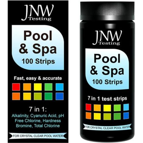 Kaelt - 100 bandes pour spa et piscine 7 en 1 - Test rapide et fiable du brome, du pH, de la dureté et du chlore (1/5)