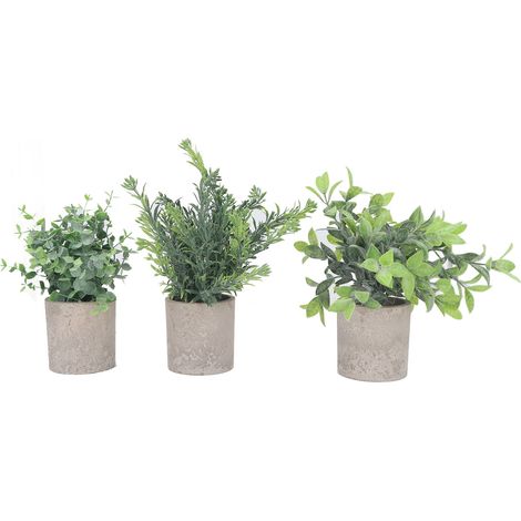Lot de 3 plantes artificielles décoratives en pot, faux eucalyptus, pour bureau ou bureau (1/5)
