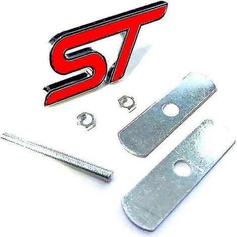 Insigne de calandre avant chromé/rouge Ford ST en métal pour Focus ST et Fiesta ST