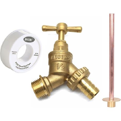Garden Outside Tap Kit / Brass Straight Through The Wall Kit (1/4)