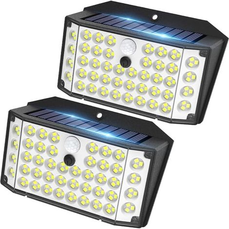 Lot de 2 lampes solaires extérieures IP65 – 132 LED, détecteur de mouvement, 3 modes d’éclairage – Commande tactile, étanches – Idéales pour jardin, terrasse et couloir (1/5)
