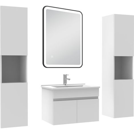 Ocean Meuble simple vasque 60cm avec colonne + miroir 3 couleurs + dimmable blanc (1/5)