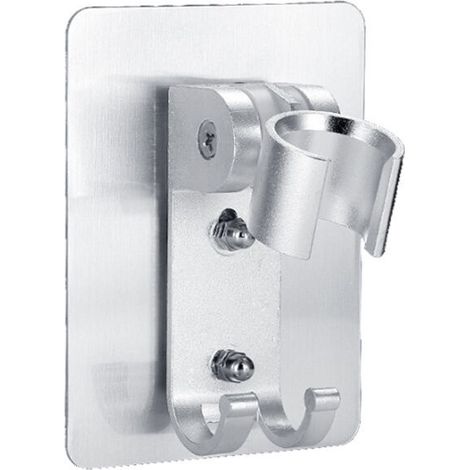 SHINING HOUSE verstellbarer, selbstklebender Duschkopfhalter für Handbrause, Wandhalterung mit 2 Aufhängehaken für Badezimmer- und Badewannen-Duschkopf (9,3 x 6,5 cm). (1/3)