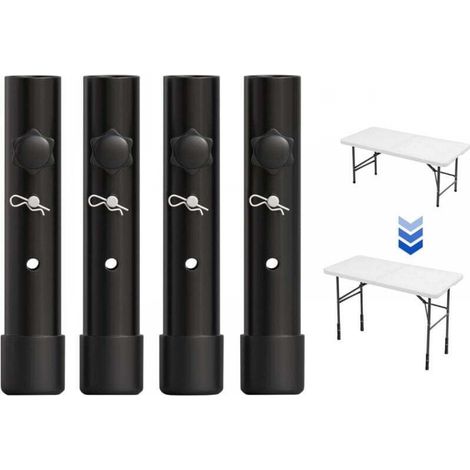Lot De 4 Rallonges De Pieds De Table Pour Tables Pliantes Pour Pieds Pliés Et Droits, Rehausseurs De Pieds De Table Pliables Réglables,(19,8 Cm) (1/5)