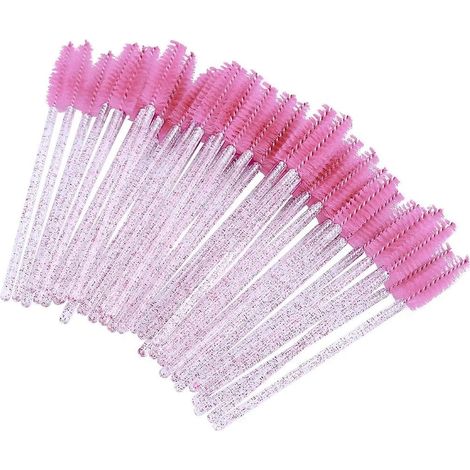 Lot de 100 brosses à mascara jetables en cristal, roses, pour les cils. (1/5)