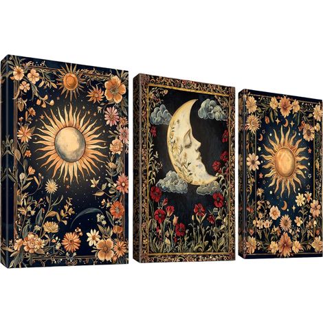 Quadro Tela Boho Astratto Gotico 3 Pannelli 120x60 cm (1/5)