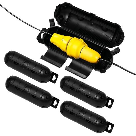 Protection Prise Electrique Exterieur Boîte De Protection de Câbles D'extérieur 23 x 7 cm Protege Prise Exterieur pour Utilisation Intérieure et Extérieure Camping(Noir)