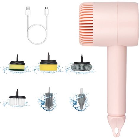 Brosse De Nettoyage Électrique - Tête Rotative Remplaçable - 6 Têtes Incluses - Pour Salle De Bain Cuisine Douche Sol - 22,5 X 10,5 X 8 cm - 390 G (1/5)