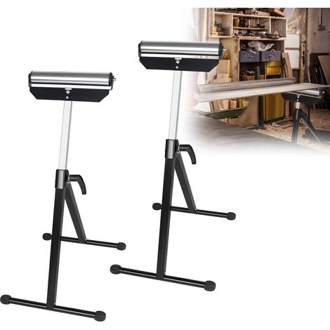 AUFUN 2x support à roulettes, réglable en hauteur en continu, support à roulettes 68-107CM, support à roulettes pliable, jusqu'à 60 kg, atelier support pliable, avec pieds antidérapants, noir (1/5)