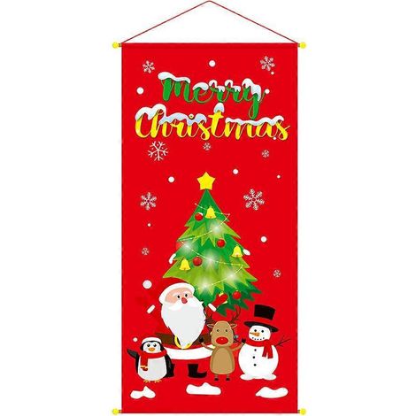 1 drapeau de Noël à suspendre, tapisserie murale festive, décoration pour la maison ou le magasin (sapin de Noël rouge) (1/3)