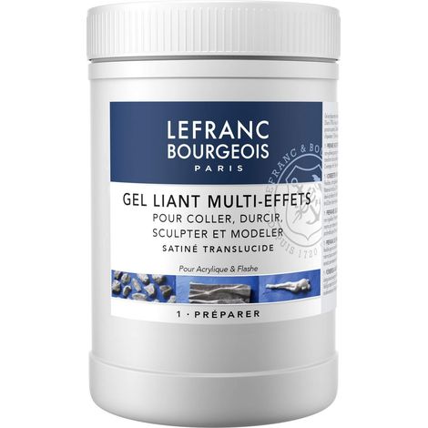 Gel Liant Multi-Effet – Gel Acrylique Flexible, pour Coller, Durcir, Sculpter et Modeler, Satiné, Translucide – Pot de 1 L, Transparent