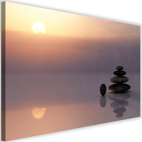 Cadre déco Pierres zen au coucher du soleil 60x40 (1/5)