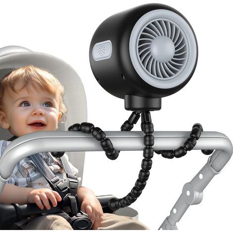 Ventilateur flexible pour poussette – Ventilateur portable rechargeable à 3 vitesses, pour poussette, lit et campingOF (1/5)
