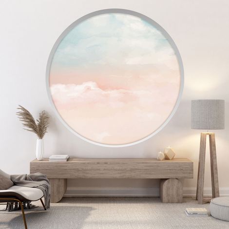 Stickers Trompe l'oeil Arche ronde - Nuages - Diamètre 30 cm (1/4)