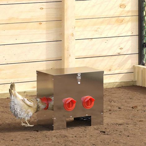vidaXL  Chicken Feeder  2 pcs Silver 40.5 x 25 x 38 cm Galvanised Steel