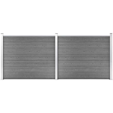 vidaXL Set Pannello di Recinzione in WPC 353x146 cm Grigio