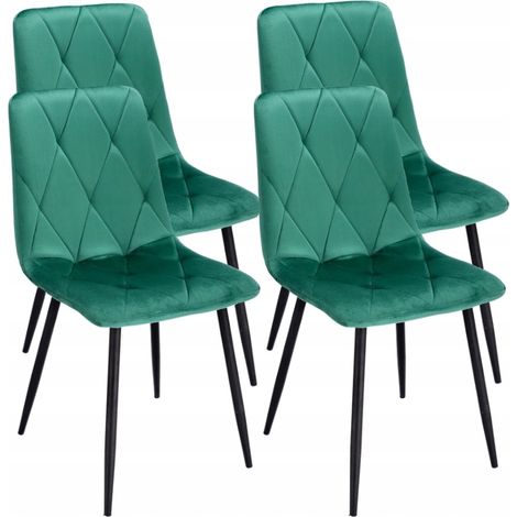 4 sedie con schienale in velluto trapuntato, stile moderno