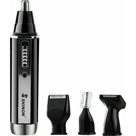 Multifunktionaler elektrischer Nasenhaarschneider, Mini-Nasenhaarrasierer, 4-in-1-Set zum Trimmen von Schläfen und Augenbrauen, Schwarzschwarz, Modell: Schwarz – Modell: Schwarz
