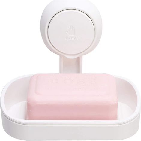 Porte-Savon à Ventouse Simple - Pour Douche et Baignoire - Installation sans Perçage - Drainage Rapide - Organisation Salle de Bain - Fixation Solide (1/4)
