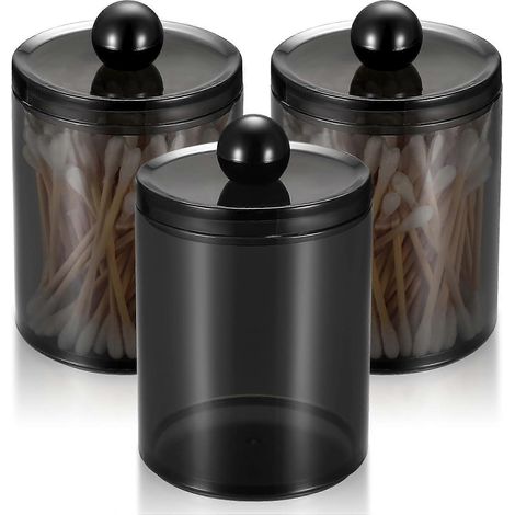 3-teiliger Wattestäbchen-Organizer, Make-up-Organizer, Wattepad-Spender mit Etikett für Wattebällchen, Make-up, Kosmetik, Badezimmer (1/5)