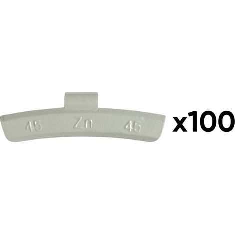 JBM54675 Caja de 100 contrapesas de zinc con grapa de 45 g, especial para llanta de aleación