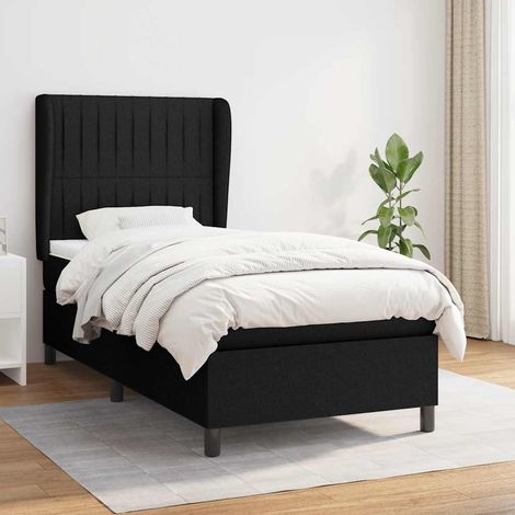 Sommier à lattes de lit et matelas Noir 80x200 cm Tissu (1/4)