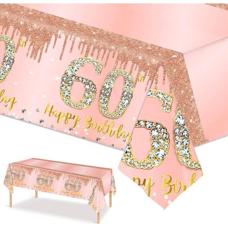 Nappe 60ème anniversaire Roségold 137x274cm Décoration de fête d'anniversaire pour femmes