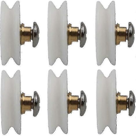 Roulette simple pour porte de douche coulissante en verre, accessoire pour porte coulissante à l'ancienne, roulette pour porte en verre cintrée (6 pièces, blanc N (1/4)