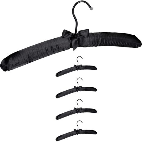 Set de 5 Cintre, Satin, Crochet Rotatif 360°, Rembourré, Noeud, Pour Armoire (1/5)