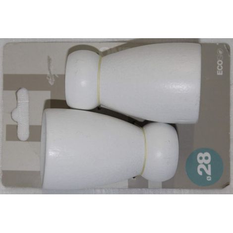 SWISH - HOME COLLECTION 2 TERMINALI perBASTONI Tende D. 28 in Legno Bianco
