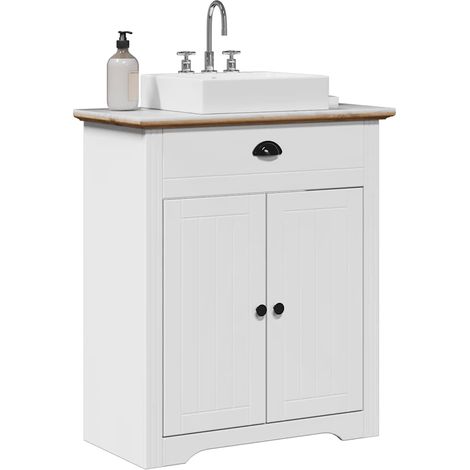 vidaXL Bathroom Sink Cabinet "BODO" White and Brown 70x35x80 cm