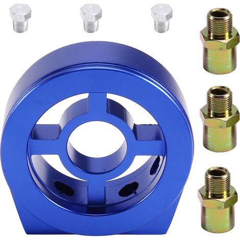 Adaptateur universel pour filtre à huile, refroidisseur et plaque sandwich, adaptateur pour capteur d'huile avec connecteurs M20 M22 3/4 bleu (1/5)