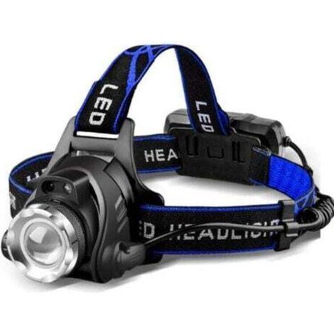 Powerful Rechargeable LED Headlamp, Adjustable Headlight with 3 Modes, USB Cable and 2 x 18650 Batteries for Fishing and Cycling