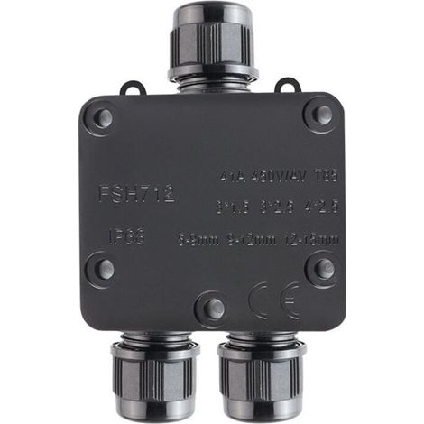 2 Pièces Boîte de Jonction étanche IP68, Boite de Derivation Etanche Exterieur, Boîtier de Connecteur de Câble 3 Voies Connexions pour Câble Ø5mm-9mm, C (1/4)