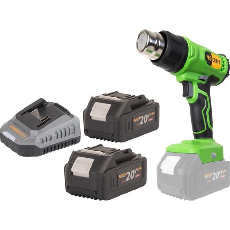 Procraft PH24bb Akku Heißluftpistole 20 V 50 - 550 °C + 2x Akku 4,0 Ah + Ladegerät