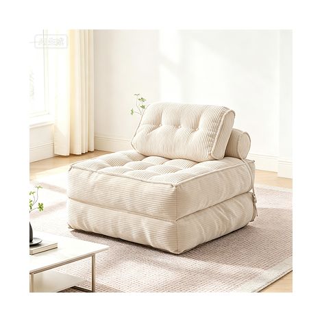 Canapé-lit pliable convertible en lit avec matelas confortable, oreiller et support dorsal, fauteuil-lit pour salon ou chambre, beige (1/5)