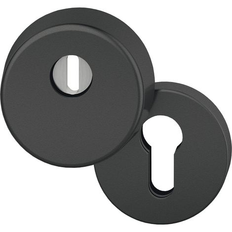 FSB Sicherheits-Zylinderrosette rund mit Kernziehschutz,Aluminium schwarz (1/5)