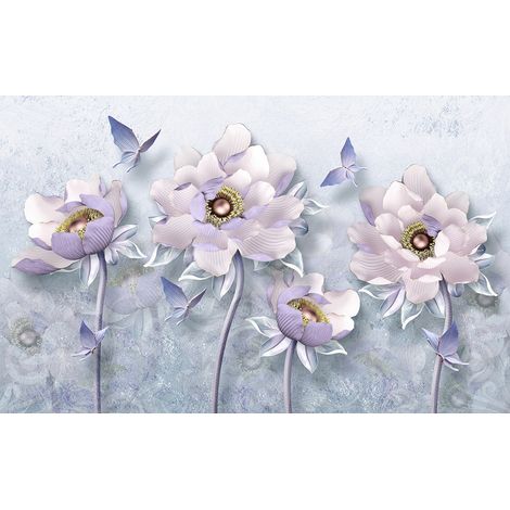 Papier peint panoramique - Fleurs 3D - 130 cm x 81 cm (1/2)