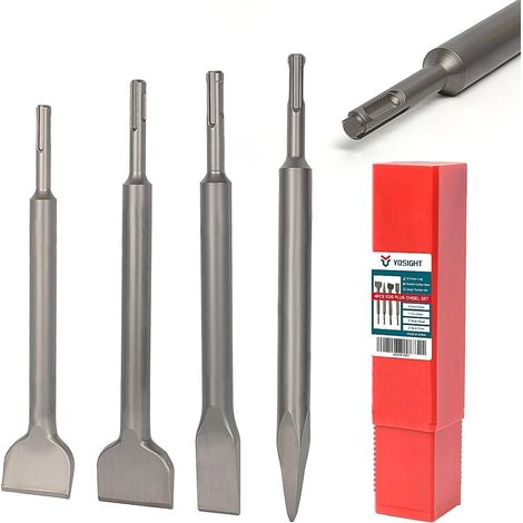 Meißelset SDS-Plus 4-teilig 10 Zoll Karbid Spitzen Flach gebogen (1/5)