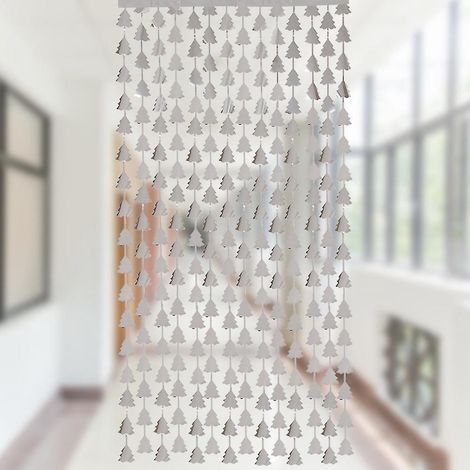 rideaux Mtalliques En Forme D'arbre De Nol - Argent - 1m2m, Glands Brillants, Rideaux Glands En Aluminium, Portes Et Fentres Brillantes Pour La (1/5)