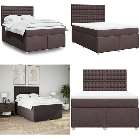 Sommier à lattes de lit avec matelas Marron foncé 160x200 cm - Matelas à ressorts ensachés - Sommeil réparateur (1/5)