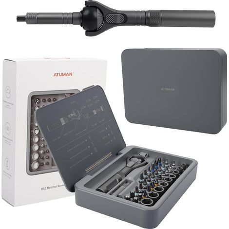 Jeu de tournevis à cliquet magnétique 40 en 1 180 degrés, avec poignée amovible, kit d'outils réparation pour électrique, automobile, vélo - (1/5)