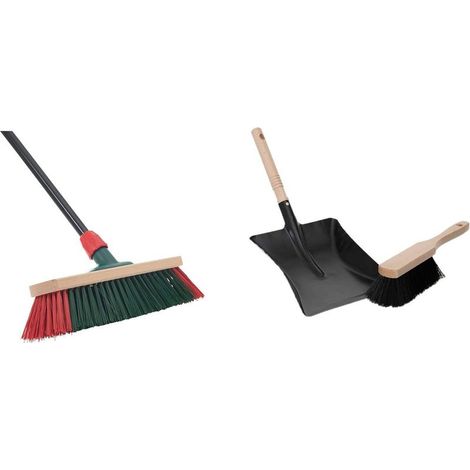 Balai de rue à manche télescopique avec pelle et balayette (1, balai de jardin + pelle noir)