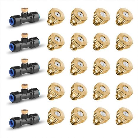 Packung mit 20 Messing-Sprühdüsen und Packung mit 5 T-Stücken für Sprühdüsen (1/5)