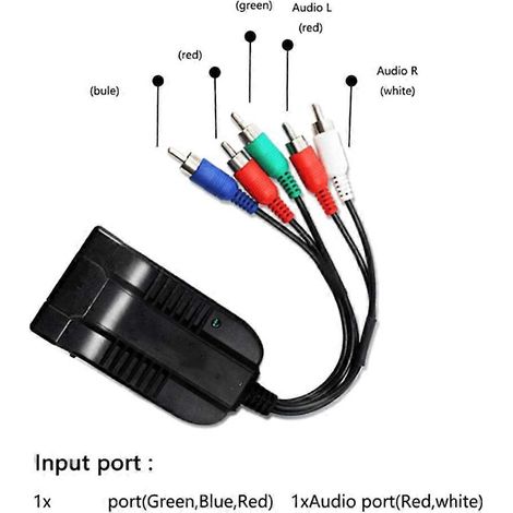 Convertisseur vidéo composante HDMI vers YPbPr, entrée RVB RCA 5 canaux, câble d'alimentation CC compatible HDMI (1/3)