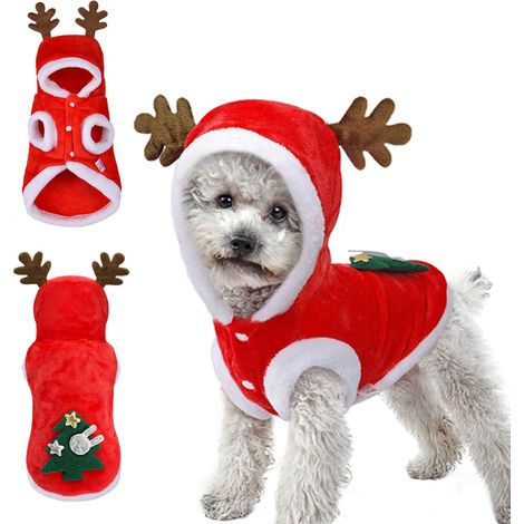 Costume de Noël à capuche pour chiens et chats - Taille M - Vêtements de Noël pour chiens ou chats - Costume de Noël pour animaux de compagnie (1/5)