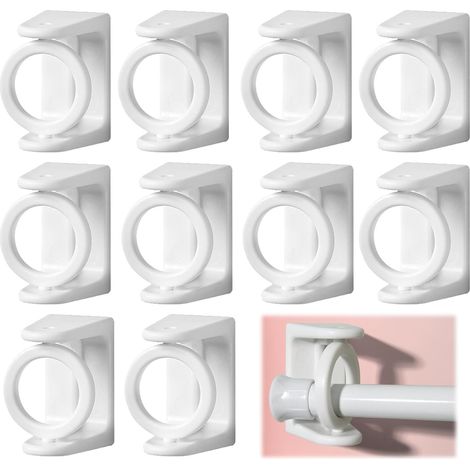 10 Stück 360° drehbare Ring-Gardinenstangenhalterungen, kein Bohren erforderlich, selbstklebende Gardinenstangenhalterungen, für Zuhause, Badezimmer, Hotel, Kleiderschrank (Weiß) (1/5)