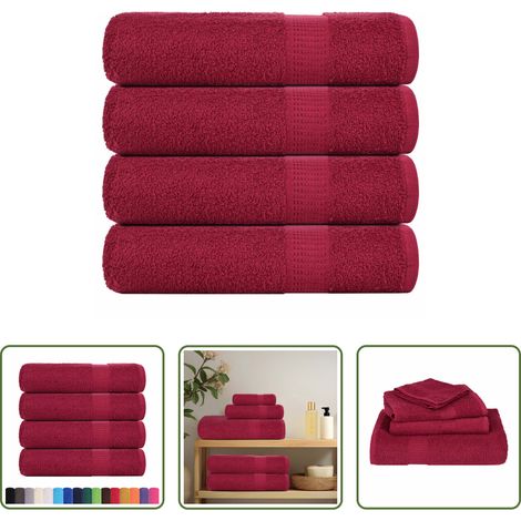 vidaXL Baumwollhandtuch - Duschtücher FROGN 4 Stk. Bordeaux 70x140 cm 360 g/qm (1/5)